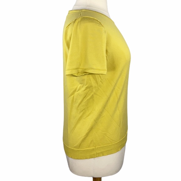 August Silk Woman Casual Chartreuse Yellow Silk Blend Knit Tee - Picture 3 of 11